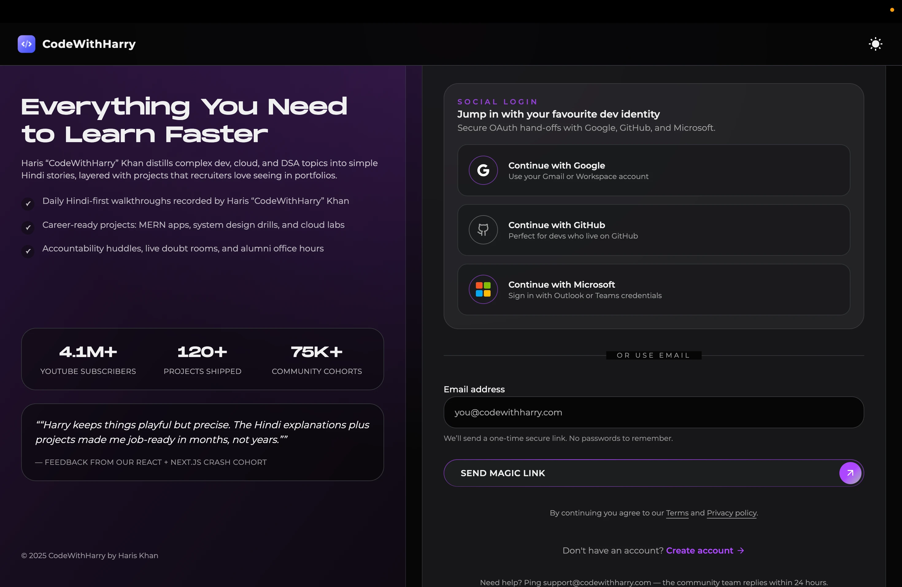 CodeWithHarry Redesign — 3